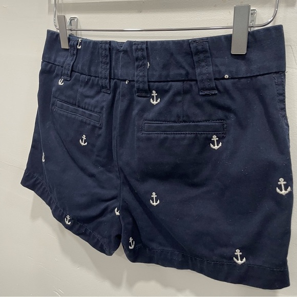 J. Crew Cotton Chino Broken-In Shorts Navy Blue Embroidered Anchor Size 0 - Picture 4 of 7